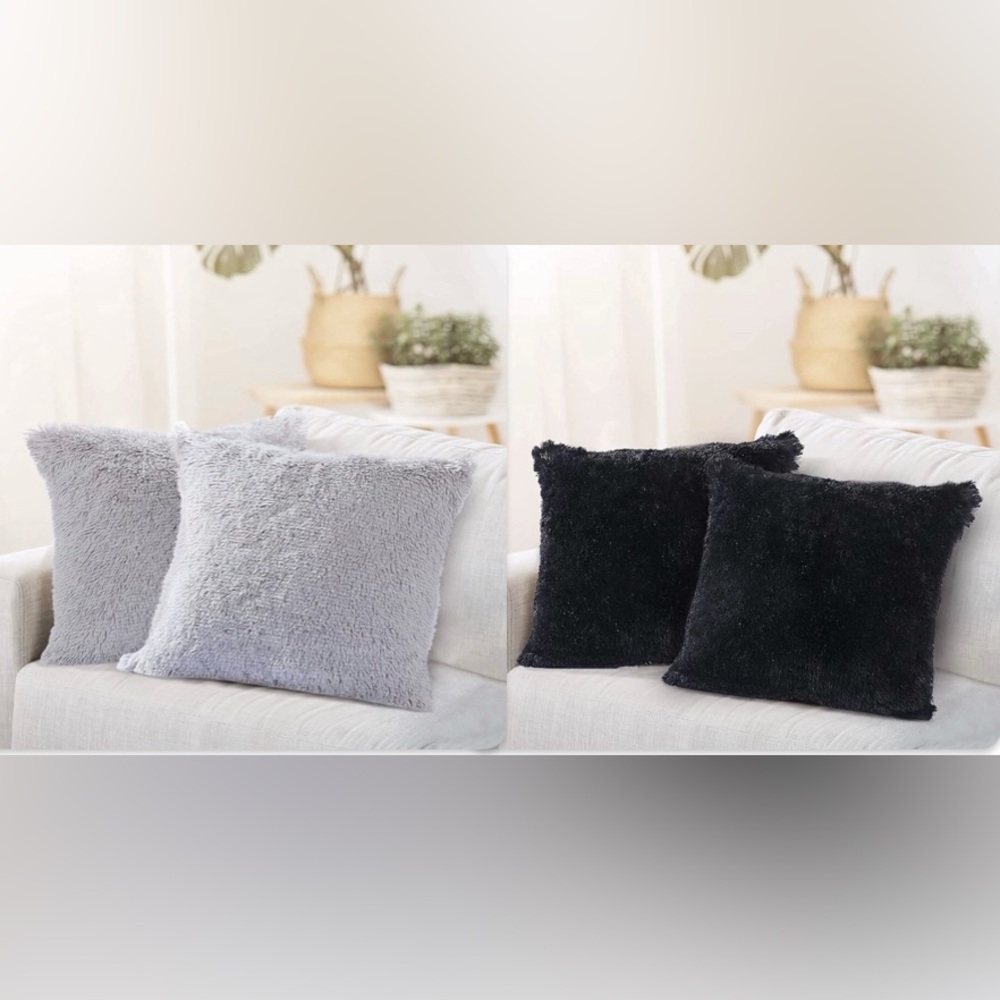 Panku Long Hair PV Fur Pillow Cover Super Soft 4 Pieces With Zipper 20”20”